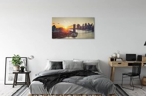 Obraz na plátne Bridge river svitania 125x50 cm