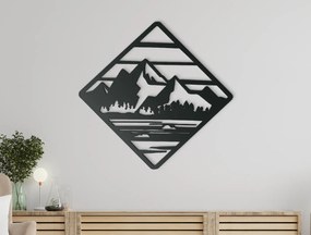 drevko Vyrezávaný moderný obraz Hory Rozmer obrazu: 33,5 x 32,5 cm, Farba dekorácie: Čierna