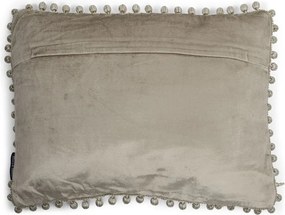 Hnedo šedý vankúš s lemom s guličkami - 35 * 45 * 10cm