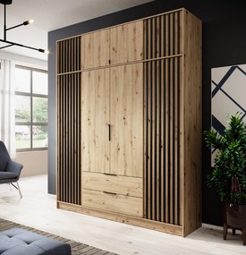 PIA Nadstavec na šatníkovú skriňu Nelly 4D - dub artisan / čierna