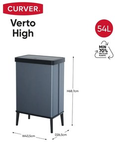 Modrý dotykový odpadkový kôš z recyklovaného plastu 54 l Verto High – Curver