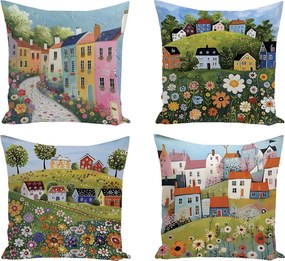 XPOSE® Set obliečok na vankúš DEDINA (digitálna tlač) 43x43 cm - set 4 ks