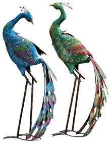 Záhradná kovová figúrka Peafowl, 78 cm, modrá
