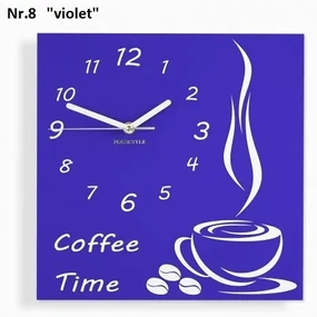 Coffee Time nástenné kuchynské hodiny fialová