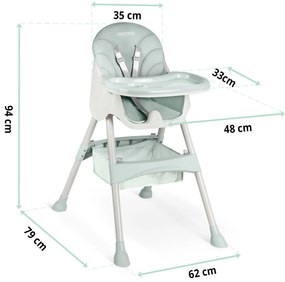 Ricokids Detská jedálenská stolička Milo so stolíkom zelená
