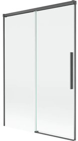 Mexen Rox, 2-krídlová posuvná vaňová zástena 120 x 150 cm, 8mm číre sklo, brúsený grafit profil, 8C9-120-001-66-00