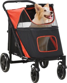 PawHut Kočík pre psov, Buggy pre psov s vankúšom, Skládací psí vozík, Kočík pre mačky pre veľké a stredne veľké psy, Psí vozík s sieťovaným oknom, Bez