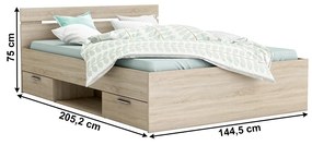 Manželská posteľ s úložným priestorom Michigan New 140 - dub sonoma