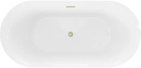 Mexen Roxy, voľne stojaca vaňa 170 x 80 cm, biela-čierna, zlatý matný prepad, 51201708075-55