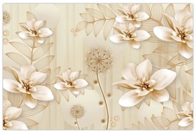 Obraz - Kompozícia zlatých kvetov (90x60 cm)