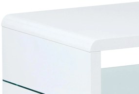 Autronic -  Konferenčný stolík AHG-402 WT, 110x60x40, MDF vysoký lesk biely, 6mm sklo