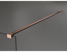 Mexen Kioto+, sprchová zástena Walk-In s poličkou a vešiakom 140 x 200 cm, 8mm sklo námraza, medený matný profil, 800-140-121-65-30