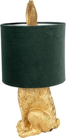 Zlatá stolná lampa králik s tmavo zeleným tienidlom Rabbi - Ø 20*43 cm