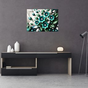 Obraz - 3D tyrkysové kvety (70x50 cm)