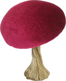 Dekorácia Velvet Mushroom 10 cm ruby