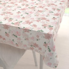 Biante Zamatový obdĺžnikový obrus Tamara TMR-036 Ružovo-béžové akvarelové kvety na bielom 80x120 cm