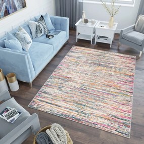 Kusový koberec AZUR static - šedý/ružový/modrý