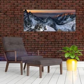 Obraz - Východ slnka v horách (120x50 cm)