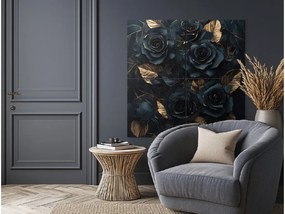 drevko |  Štvordielny obraz Zlatý tieň ruží  100 x 100 cm
