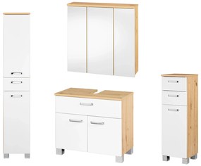 Livarno home Skrinka do kúpeľne + Skrinka so zrkadlom + Skrinka pod umývadlo + Vysoká skrinka do kúpeľne Palermo  (800010823)