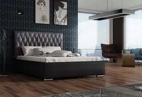 Čalúnená posteľ REBECA + rošt + matrac, Siena04 s gombíkom/Dolaro08, 180x200