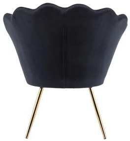 LuxuryForm DESIGN Kreslo FREY VELUR so zlatými nohami - čierne
