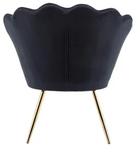 LuxuryForm DESIGN Kreslo FREY VELUR so zlatými nohami - čierne