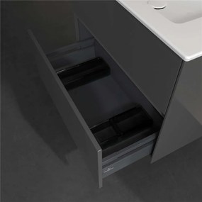VILLEROY &amp; BOCH Collaro závesná skrinka pod umývadlo, 2 zásuvky, s LED osvetlením, 761 x 480 x 610 mm, Glossy Grey, C144B0FP