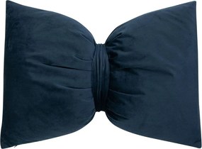 Modrý zamatový vankúš v tvare mašle Bow blue – 40*60*10 cm