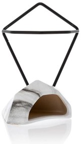 NÁSTENNÝ KERAMICKÝ KVETINÁČ SEMELA SADA 2KS 23X20X11,5 CM+14X10X6 CM BIELA/ČIERNA