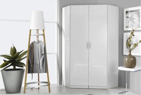 Sconto Rohová skriňa CELIA biela/vysoký lesk