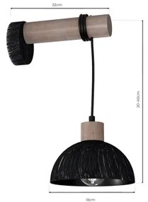 Nástenné svietidlo ERIK 1xE27/60W/230V hnedá/čierna