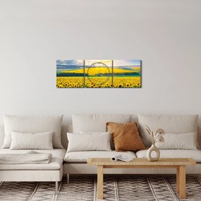 Obraz - Pole slnečníc (s hodinami) (90x30 cm)