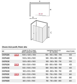 Mereo Lima, sprchovací kút 900x1000 cm, obdĺžnik, chróm ALU, sklo Point, MER-CK87672K