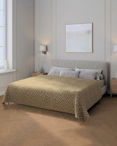 Prehoz na posteľ 220x260 cm farba produktu béžová látka zapletaná, vzorované