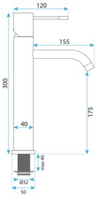 Rea Lungo Diamond, vysoká umývadlová batéria h-300, chrómová, REA-B4636