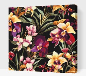 Gario Maľovanie podľa čísel Kvetinové pozadie orchidea Rozmery: 80 x 80 cm, Rámovanie: S vnútorným rámom