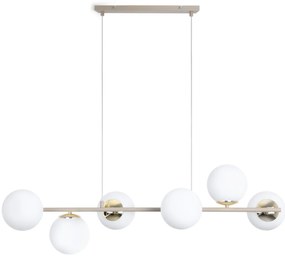 Závesné svietidlo Florence, 6x biele sklenené tienidlo, g/be