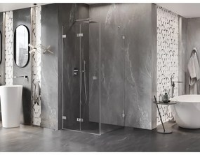 Mexen Lunar-F, 1-krídlový sprchový kút so skladacími dverami, ľavý, 80 x 80 cm, 8mm číre sklo, chrómový profil, 836-080-080-01-00-L