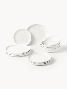 Súprava riadu's reliéfom z porcelánu Sali, 4 osoby (12 dielov)