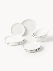 Súprava riadu's reliéfom z porcelánu Sali, 4 osoby (12 dielov)
