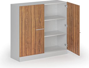 Kovová spisová skriňa s drevenými dverami, demontovaná, 1150 x 1200 x 400 mm, orech