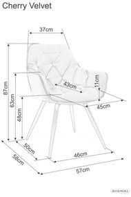 Signal CHERRY VELVET jedálenská stolička, ČIERNY RÁM/ČIERNA BLUVEL 19