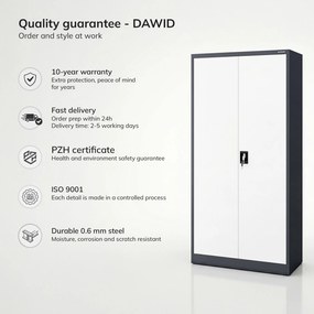 Uzamykateľná hospodárska skriňa antracitovo-biela DAWID 900 x 1850 x 450 mm