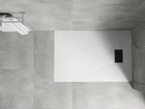 Mexen Hugo, obdĺžniková sprchová vanička SMC 100 x 70 cm, biela, čierna krytka, 42107010-B
