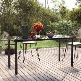 Záhradný jedálenský stôl čierny 160x80x74cm oceľ a tvrdené sklo 319283