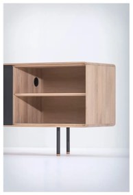 TV stolík z dubového dreva v čierno-prírodnej farbe 180x64 cm Fina – Gazzda