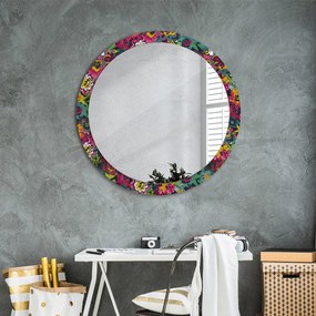 Okrúhle zrkadlo s potlačou Ručne maľované kvety fi 90 cm