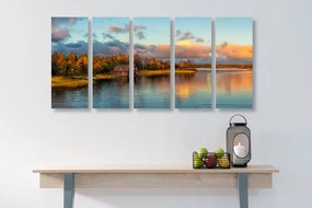 5-dielny obraz západ slnka nad jazerom Varianta: 100x50