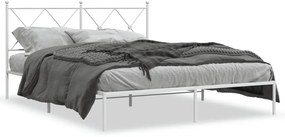 Kovový rám postele s čelom biely 160x200 cm 376554